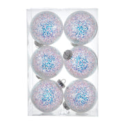 Kurt Adler 100MM 6pc Shatterproof Iridescent Glittered Ball Ornaments