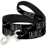 Dog Leash - Zodiac TAURUS/Constellation Black/White
