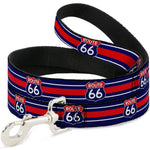 Dog Leash - ROUTE 66 Highway Sign/Stripe Blue/White/Red