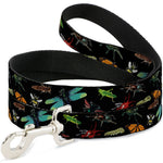 Dog Leash - Insects Scattered CLOSE-UP Black