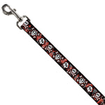 Dog Leash - Girlie Skull Black/Red