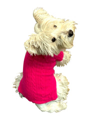 Luxury Preppy Cable Polo Sweater, Fuchsia 