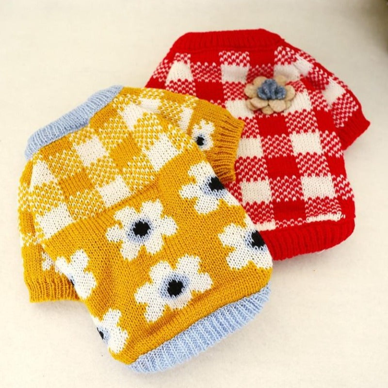Floral Plaid Dog Sweater - Southlake Paws