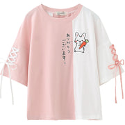 Happy Bunny Lace up Sleeves Shirt 
