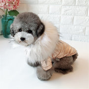 Metallic Silver/Gold Faux Fur Hooded Dog Coat