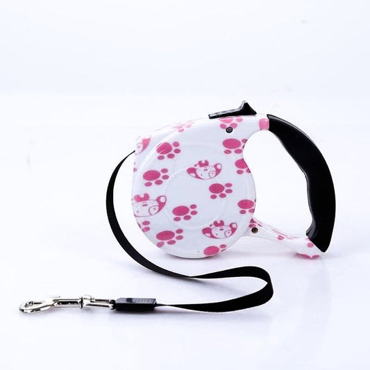 Pink Paws Retractable Dog Leash