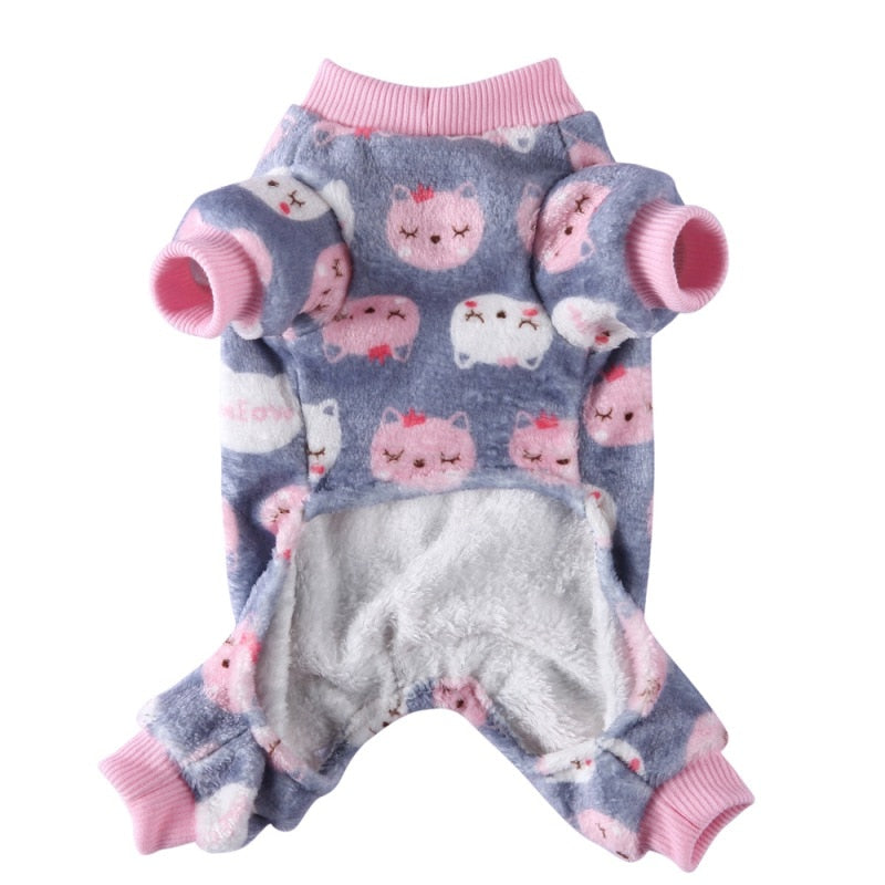 Cuddly Kitty-Print Onesie Dog PJs - Southlake Paws