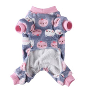 Cuddly Kitty-Print Onesie Dog PJs