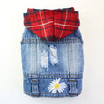 Load image into Gallery viewer, Red Plaid Hoodie Denim Dog Jacket - Southlake Paws

