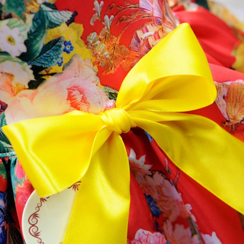 Red Floral Dog Party Dress - Southlake Paws