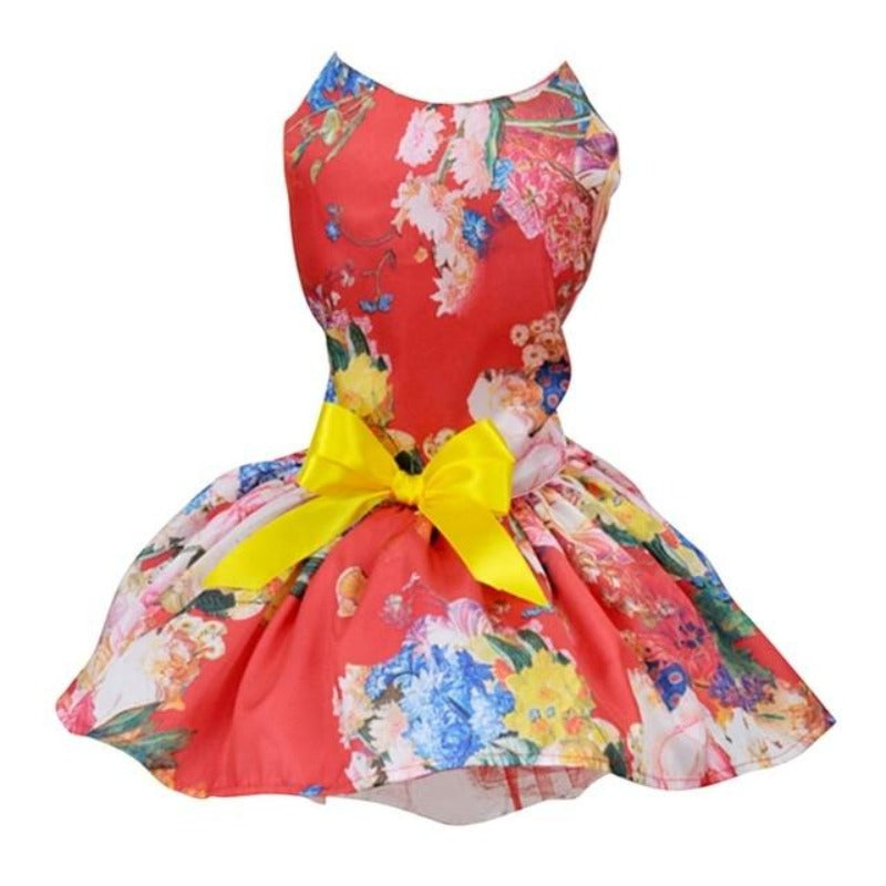 Red Floral Dog Party Dress - Southlake Paws