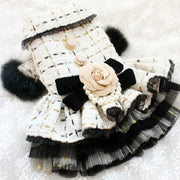 Designer Chanel-Inspired Tweed Dog Dress Coat