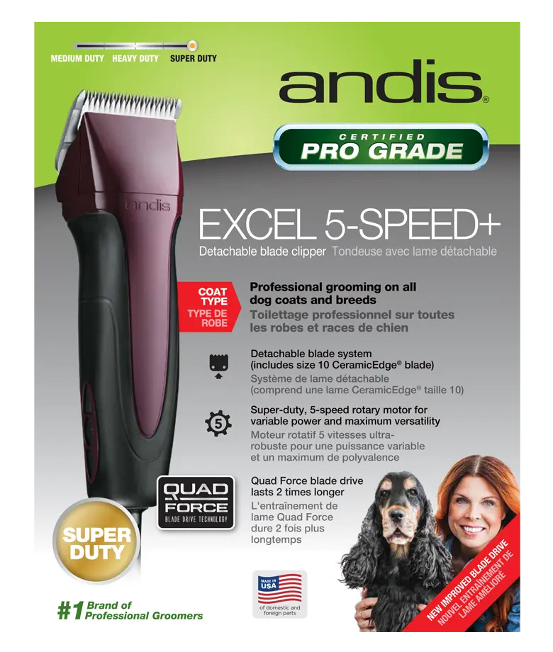 Pet Excel 5-Speed Detachable Blade Clipper Burgundy by Andis