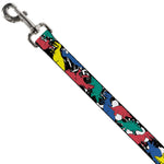 Dog Leash - Dinosaurs/Paint Splatter Black/White/Multi Color