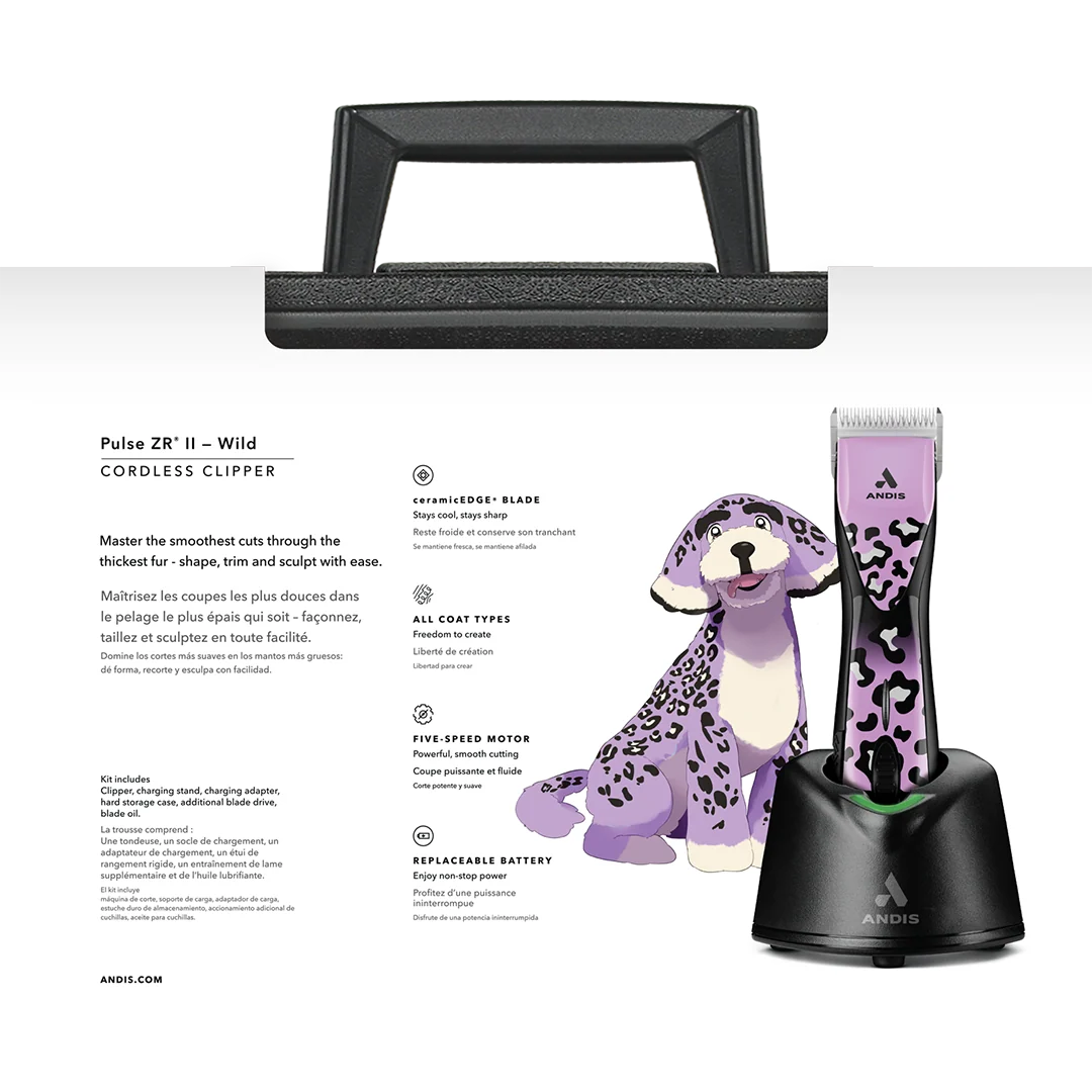 Dog Pulse ZR II Wild Limited Edition Clipper with Free Second Battery by Andis