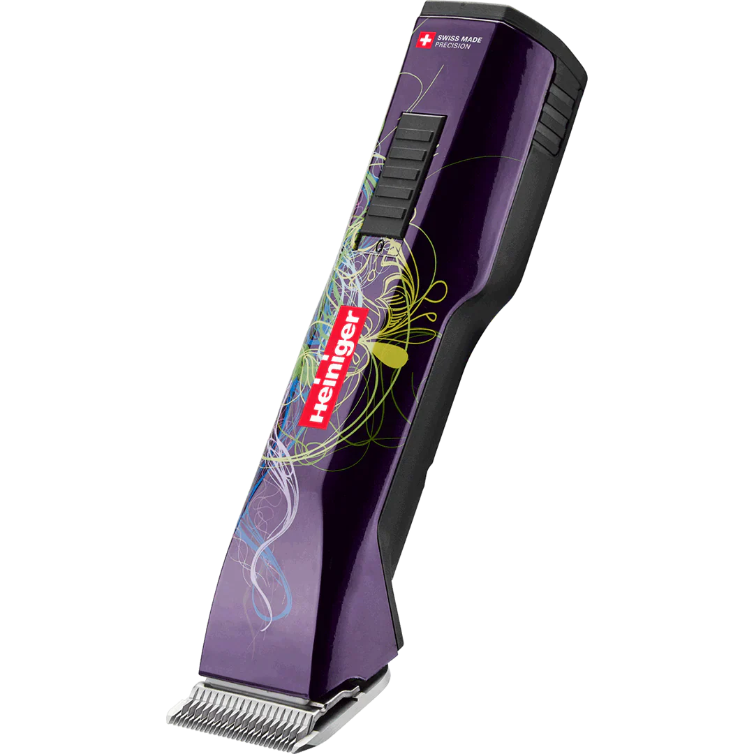 Purple Saphir Cordless Clipper Two Batteries with 2 Free Drives by Heiniger