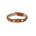 Load image into Gallery viewer, Leather Dog Collar in Brown - Pyramid, Made in Italy

