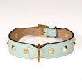 Load image into Gallery viewer, Leather Dog Collar in Cloud - Pyramid, Made in Italy

