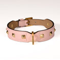 Load image into Gallery viewer, Leather Dog Collar in Pink - Pyramid, Made in Italy
