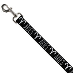 Dog Leash - Zodiac ARIES/Symbol Black/White