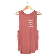 Puppies Make Me Happy Sleeveless Top | Gift for Dog Lovers