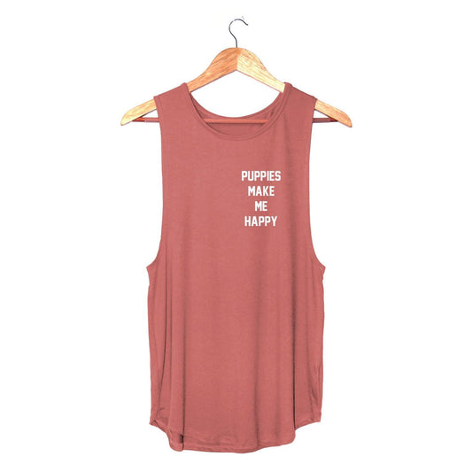 Puppies Make Me Happy Sleeveless Top | Gift for Dog Lovers