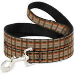 Dog Leash - Plaid Tan Shades/Orange