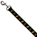 Dog Leash - Steal Your Face w/Lightning Bolt Repeat Black/Rasta