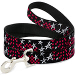 Dog Leash - Sketch Stars w/Checkers Black/Fuchsia/White