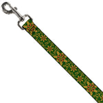 Dog Leash - Holiday Holly Green/Gold/Red