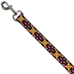 Dog Leash - Geometric Sunburst Black/Pink/Yellow/Blue