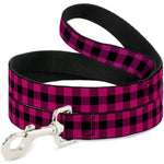 Dog Leash - Buffalo Plaid Black/Fuchsia