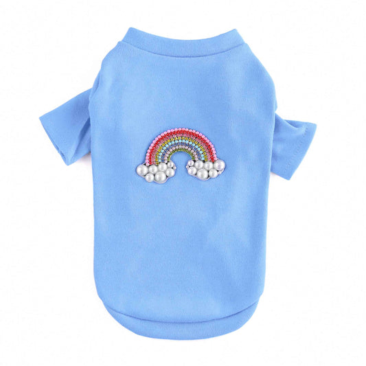 Hello Doggie Rainbow Dog Tee Cotton Crystal Tees