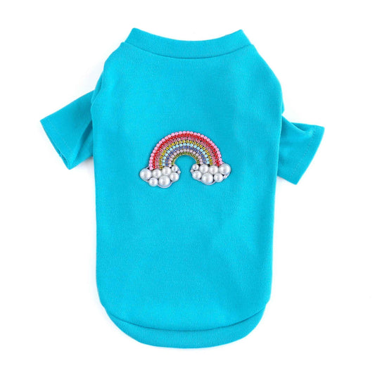 Hello Doggie Rainbow Dog Tee Cotton Crystal Tees