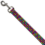 Dog Leash - Mini Hearts Black/Multi Neon