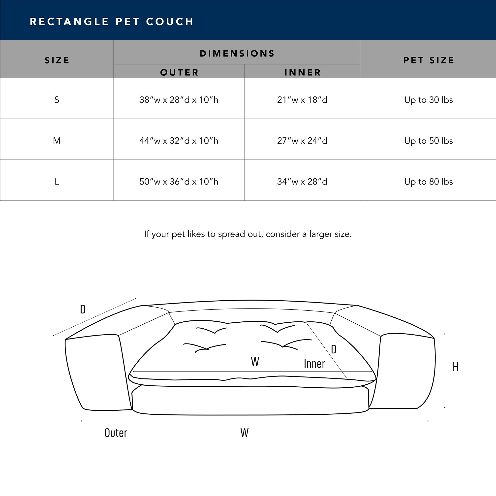 Rectangle Orthopedic Foam Pet Couch - Orthopedic Dog Bed