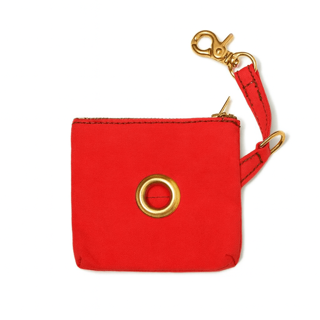Poop Bag Pouches Premium Red Waxed Cotton Canvas Poop Bag Pouch