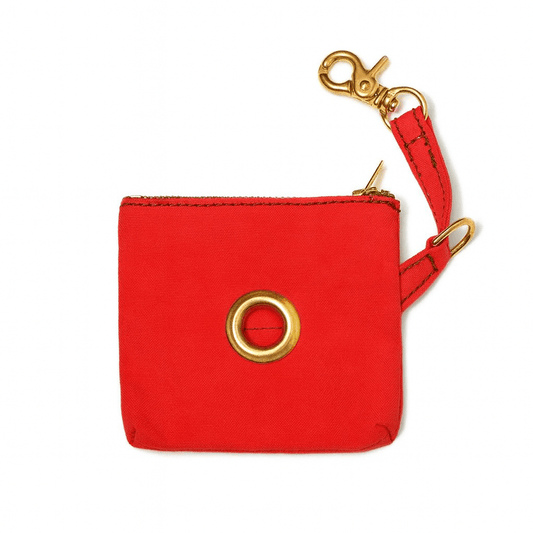 Poop Bag Pouches Premium Red Waxed Cotton Canvas Poop Bag Pouch