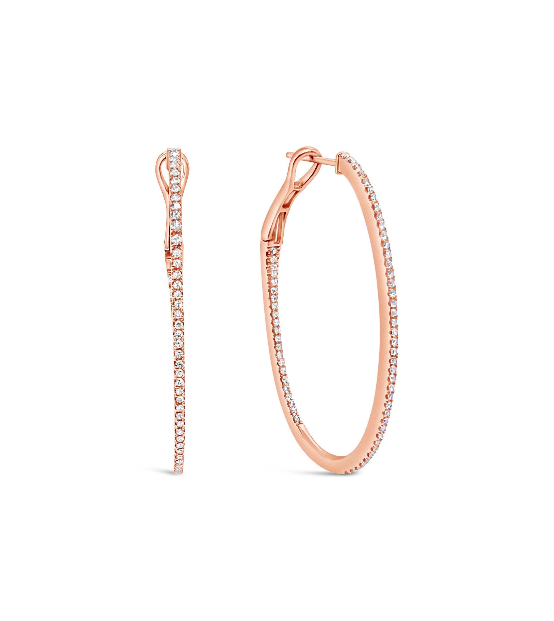 OLIVE & CHAIN Diamond Oval Hoop Earring - Yellow Gold, 46mm