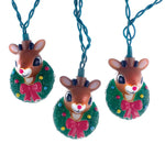 Kurt Adler 10-Light Rudolph Head with Wreath Light Set