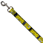 Dog Leash - SpongeBob 4-CLOSE-UP Expressions/Crackle Black/Gray/Yellow