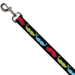 Dog Leash - Mustaches-4 Black/Multi Color