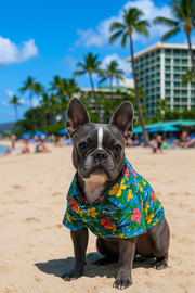 Parisian Pet 'Hawaiian Camp' Dog & Cat Shirt – Lightweight Cotton, Stylish Vacation Pet Apparel – Blue