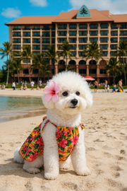 Parisian Pet 'Hawaiian Dress' Dog & Cat Shirt – Island-Themed Vacation Pet Apparel – Orange