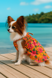 Parisian Pet 'Hawaiian Dress' Dog & Cat Shirt – Island-Themed Vacation Pet Apparel – Orange