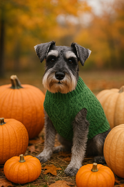 Parisian Pet 'Cable Knit Sweater' - Warm & Stylish Pet Sweater in Green for Dogs & Cats