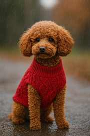 Parisian Pet 'Cable Knit Sweater' - Warm & Stylish Pet Sweater in Red for Dogs & Cats-Valentine's Day