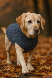 Parisian Pet 'Cable Knit Sweater' - Warm & Stylish Pet Sweater in Navy Blue for Dogs & Cats