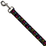 Dog Leash - Owl Sketch Black/Multi Color