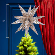 Kurt Adler 12-Inch Champagne and Silver Glitter Moravian Star Treetop